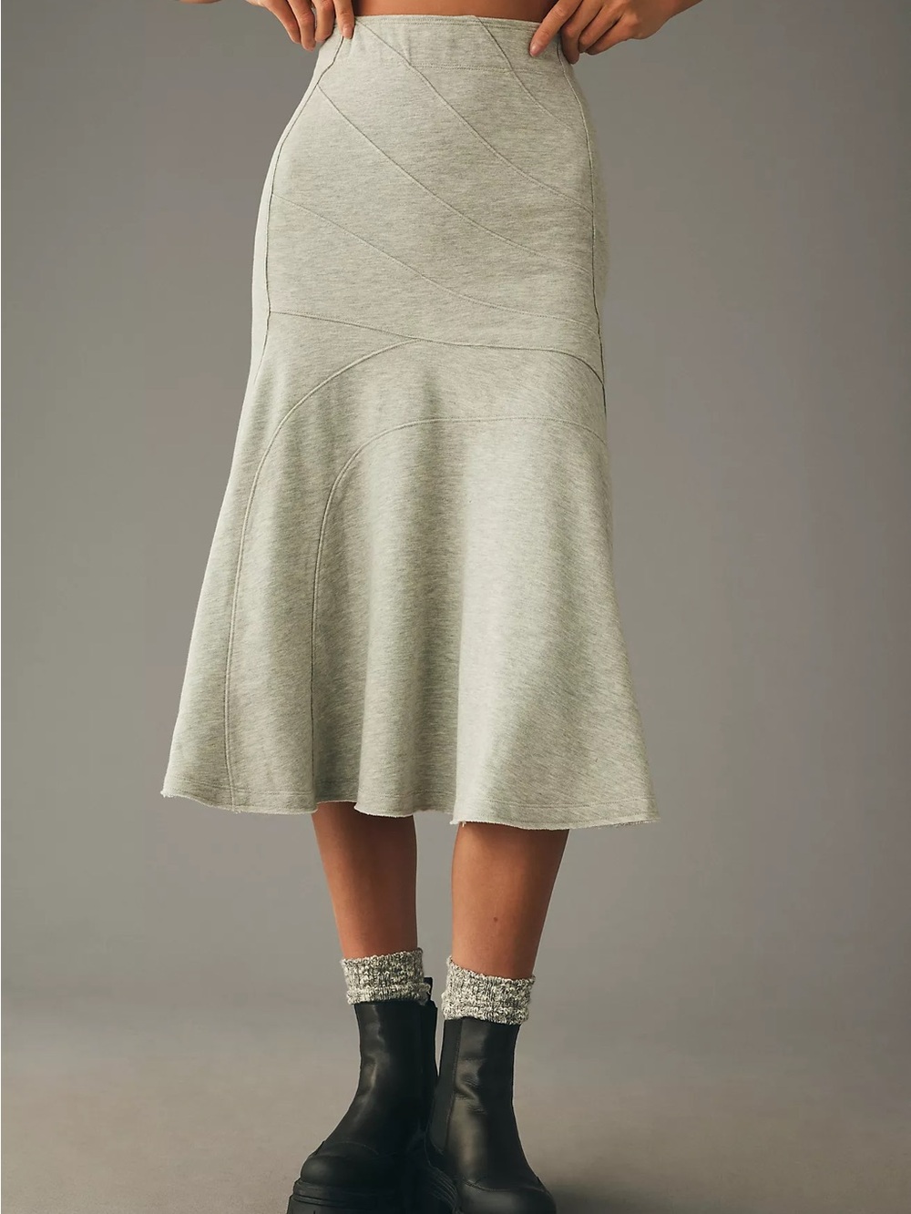 NWT Daily Practice by Anthropologie Seamed Midi Skirt Size S Moss